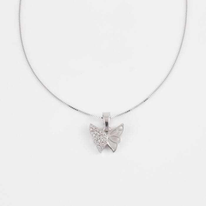 Κολιέ πεταλούδα με πέτρες ζιργκόν Mar & Mar Butterfly από Ασήμι 925