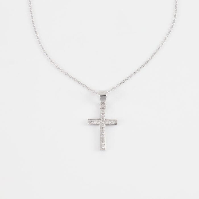 Κολιέ σταυρός με πέτρες ζιργκόν Mar & Mar Calder Cross από ασήμι 925