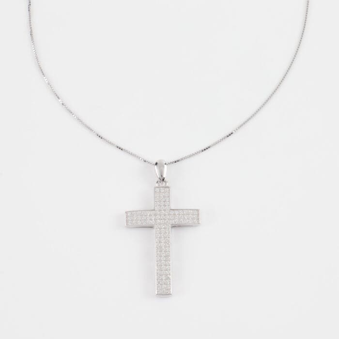 Κολιέ σταυρός με πέτρες ζιργκόν Mar & Mar Calum Cross από ασήμι 925