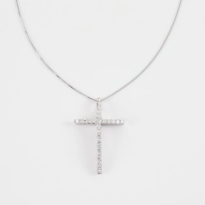 Κολιέ σταυρός με πέτρες ζιργκόν Mar & Mar Vinny Cross από ασήμι 925