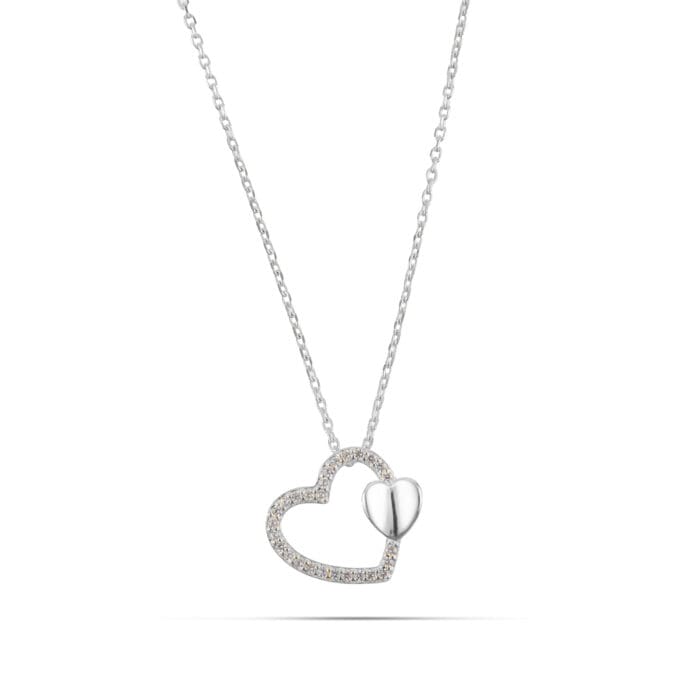 Κολιέ καρδιές με πέτρες ζιργκόν Mar & Mar Rehan Heart (Silver) από Ασήμι 925