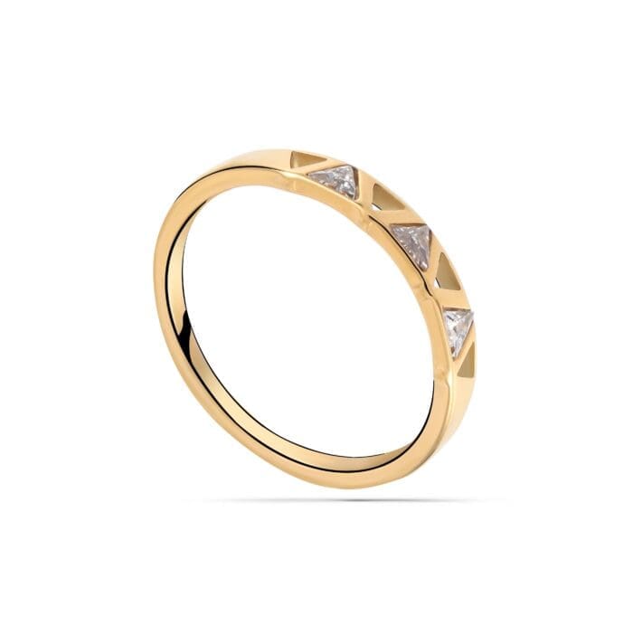 Γυναικείο δαχτυλίδι με τρίγωνα ζιργκόν Mar & Mar Tilda (Gold) από ανοξείδωτο ατσάλι