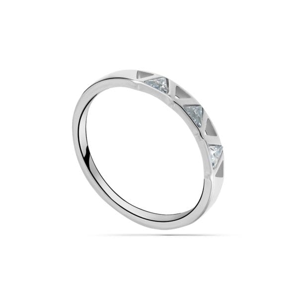 Γυναικείο δαχτυλίδι με τρίγωνα ζιργκόν Mar & Mar Tilda (Silver) από ανοξείδωτο ατσάλι