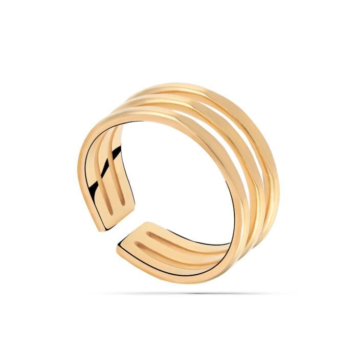 Γυναικείο δαχτυλίδι τριπλό Mar & Mar Triple II (Gold) από ανοξείδωτο ατσάλι