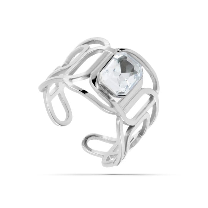 Γυναικείο δαχτυλίδι με πέτρες ζιργκόν Mar & Mar Thornton (Silver) από ανοξείδωτο ατσάλι