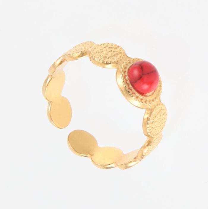 Γυναικείο δαχτυλίδι με πετράδι Mar & Mar Mona Coin από ανοξείδωτο ατσάλι