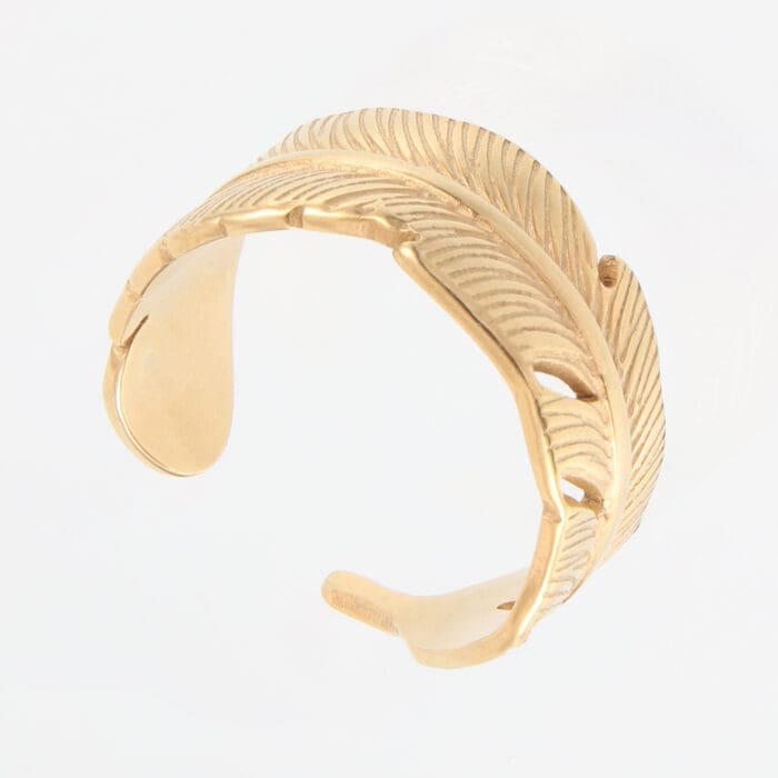 Γυναικείο δαχτυλίδι σε σχήμα φτερού Mar & Mar Leaf από ανοξείδωτο ατσάλι