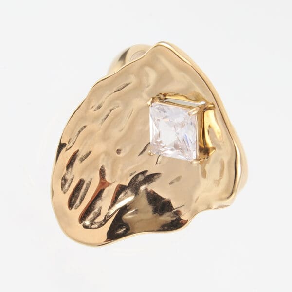 Γυναικείο δαχτυλίδι σφυρήλατο με ζιργκόν Mar & Mar Leonne από ανοξείδωτο ατσάλι